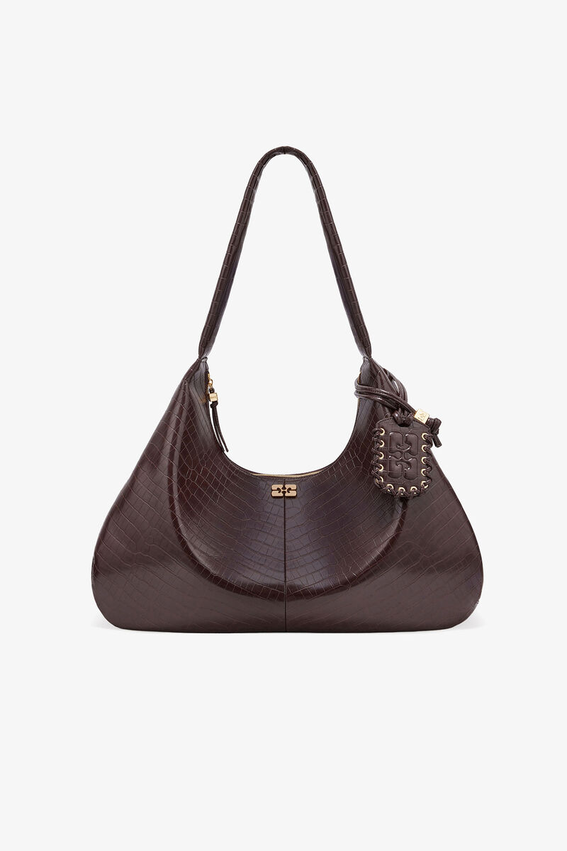 Brown Croco XXL Hobo Bag