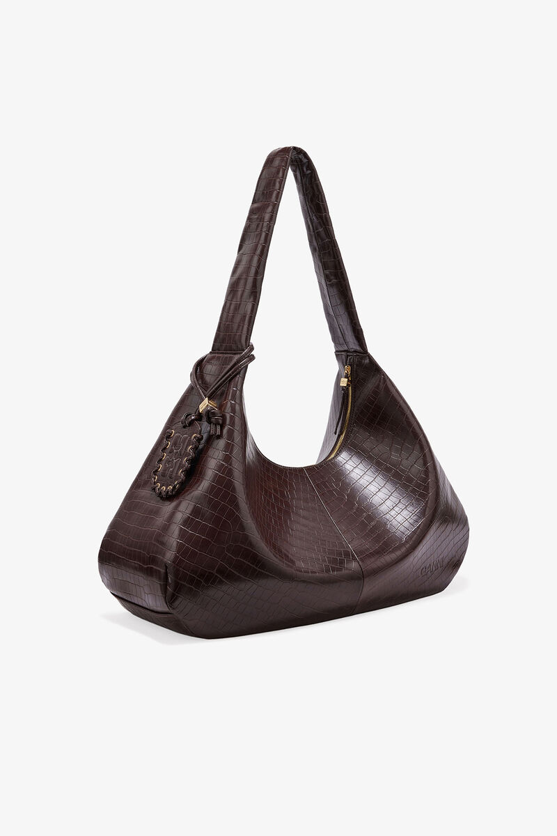 Brown Croco XXL Hobo Bag