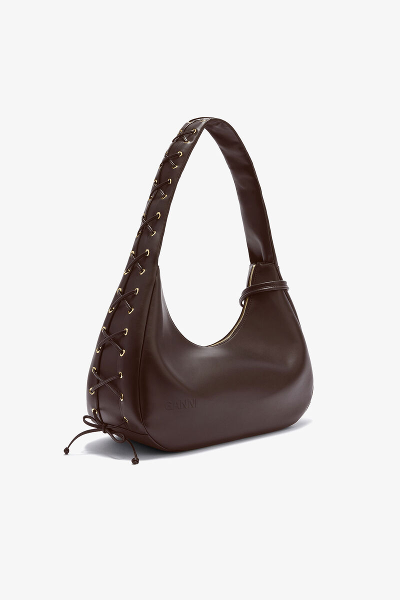 Brown Medium Laces Hobo Bag