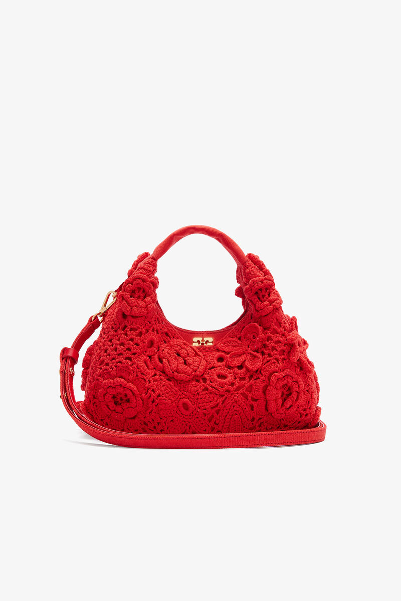 Mini Hobo Bag in Red Crochet