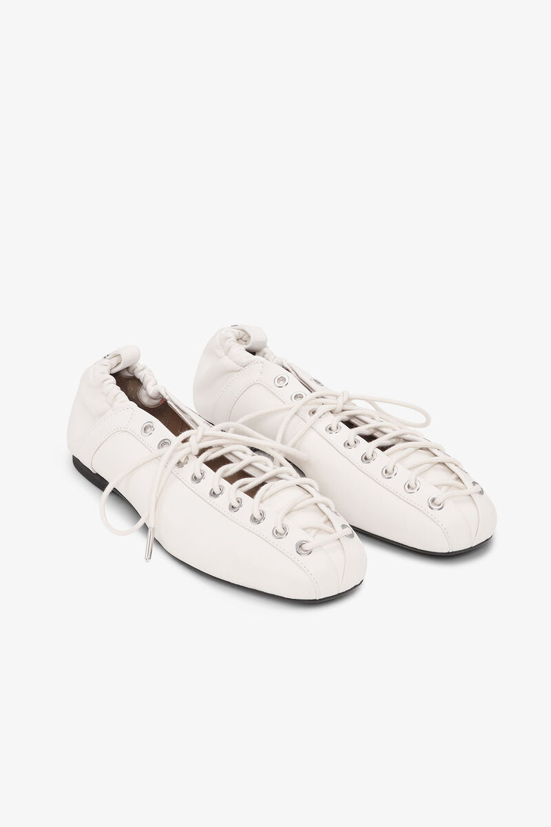 Lace-Up Ballerinas in Ivory