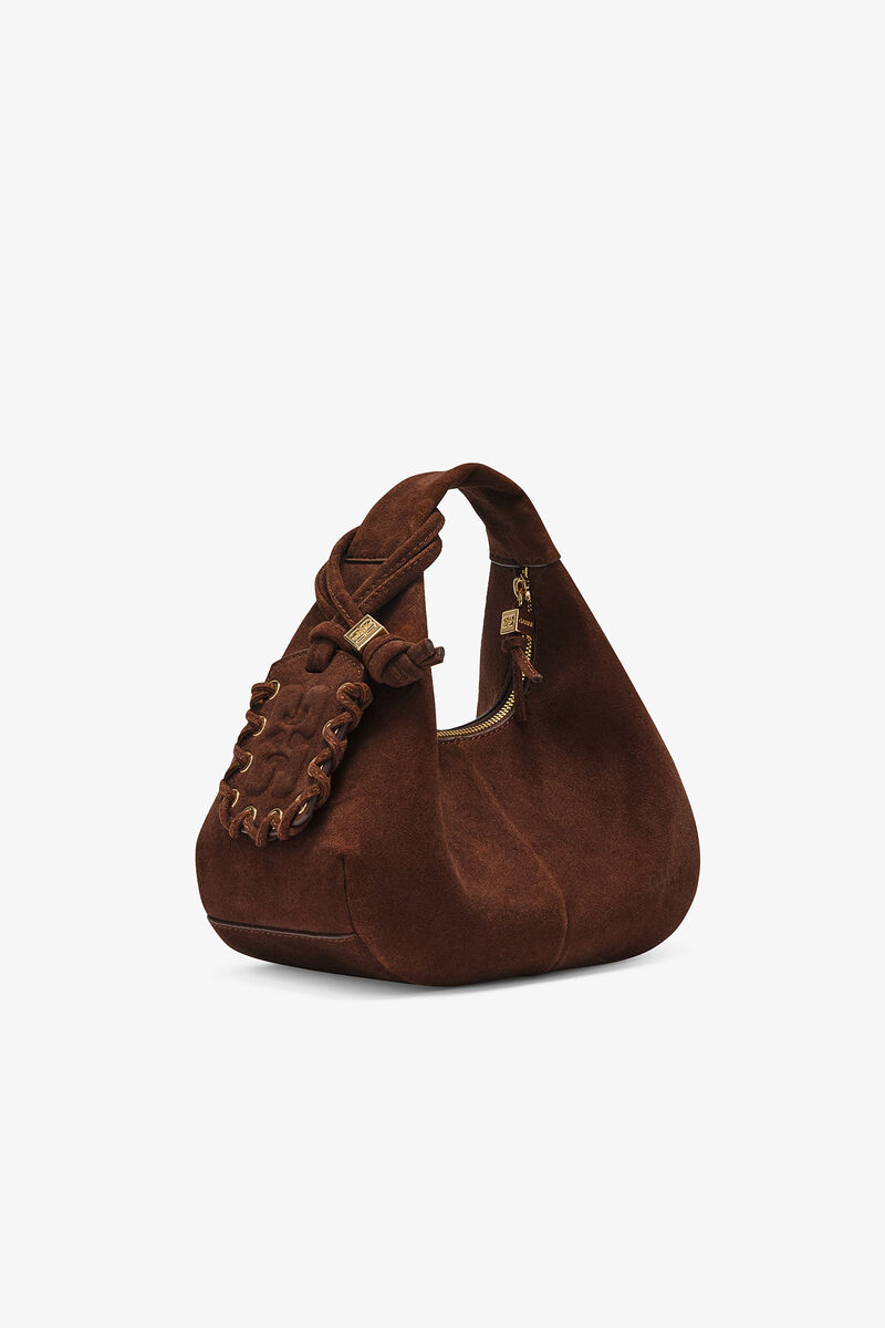 Brown Suede Mini Hobo Bag