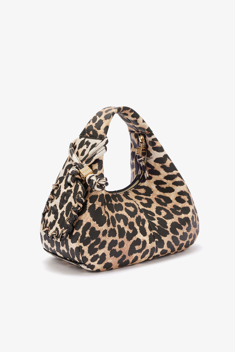 Mini Hobo Bag in Grained Leopard