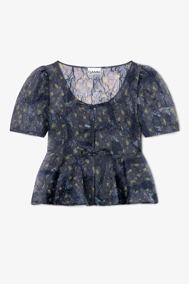 Peplum Blouse in Shibori Organza