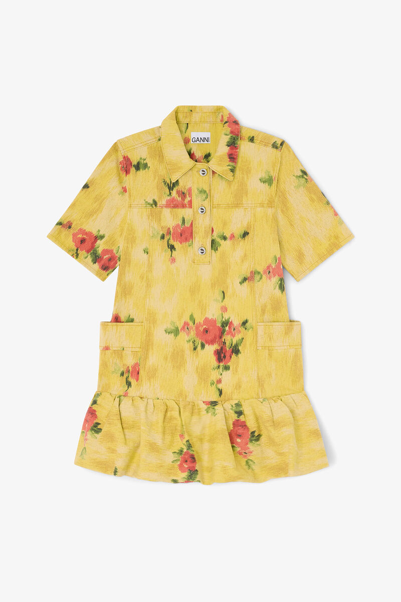 Dress in Yellow Printed Denim