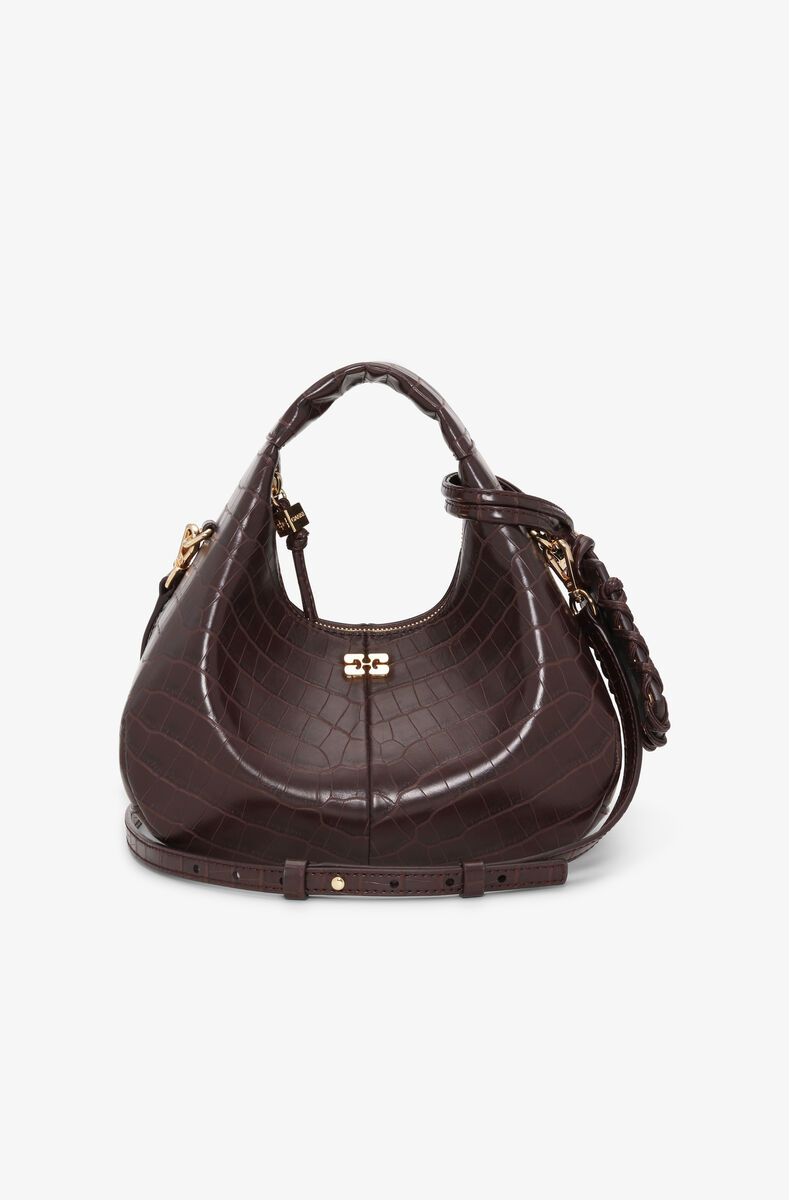 Brown Croco Mini Hobo Bag