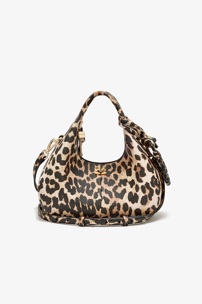 Mini Hobo Bag in Grained Leopard